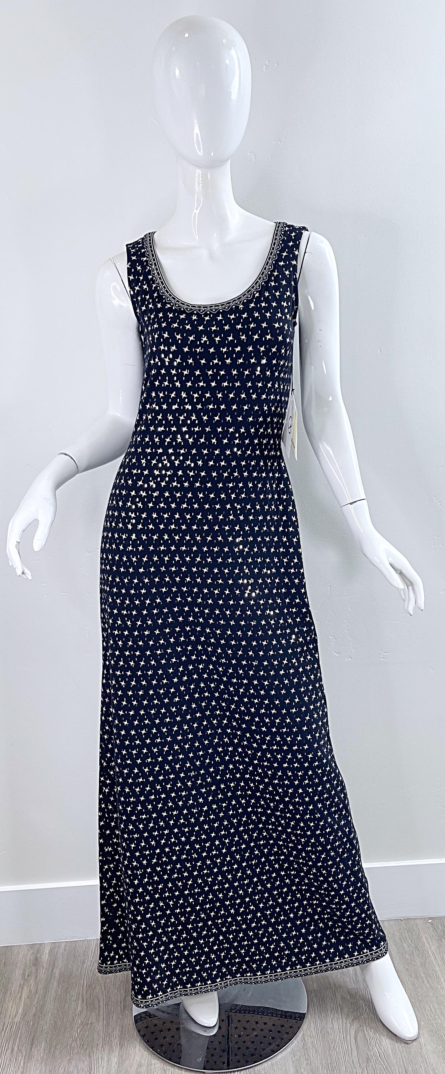 Women's NWT 1990s St. John Evening Houndstooth Sequin Vintage 90s Knit Gown + Bolero  For Sale