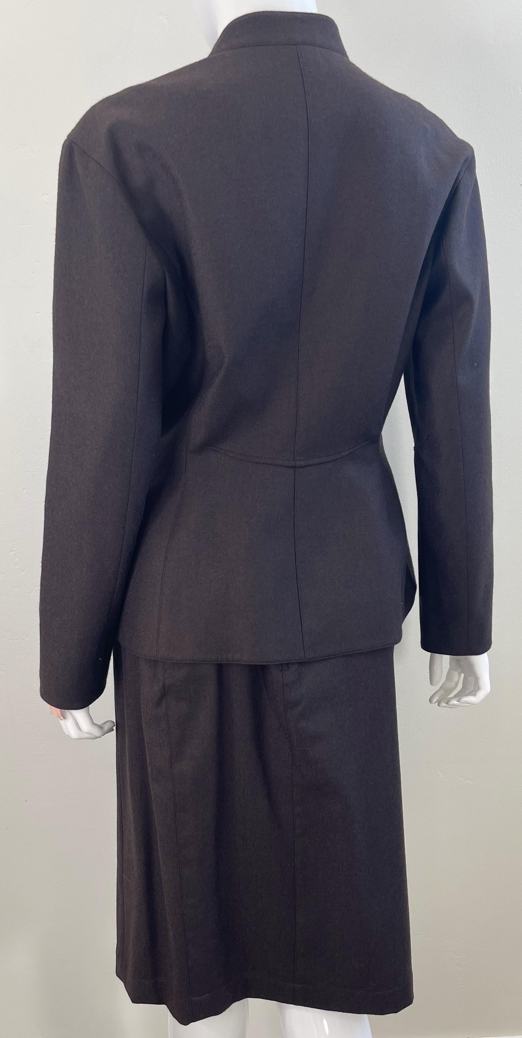 NWT 1990s Thierry Mugler Brown Size 42 Cashmere + Wool Vintage 90s Skirt Suit For Sale 8