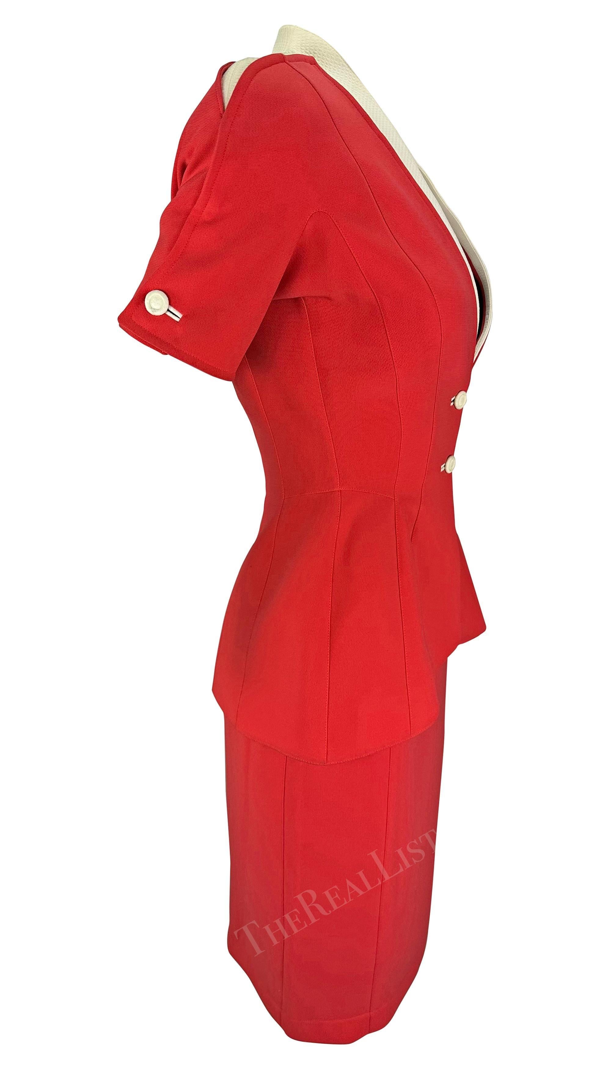 De las mujeres NWT 1990s Thierry Mugler Traje de Falda de Manga Corta Rosa Claro Blanco en venta