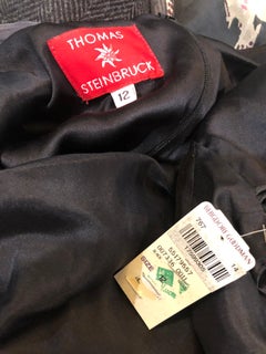 NWT 1990s Thomas Steinbruck Size 12 Black Gray Ombre Silk Vintage 90s Gown Dress