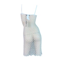 NWT 1990's Versace Classic Sheer Ivory Knit Midi Pin-Up Wiggle Dress