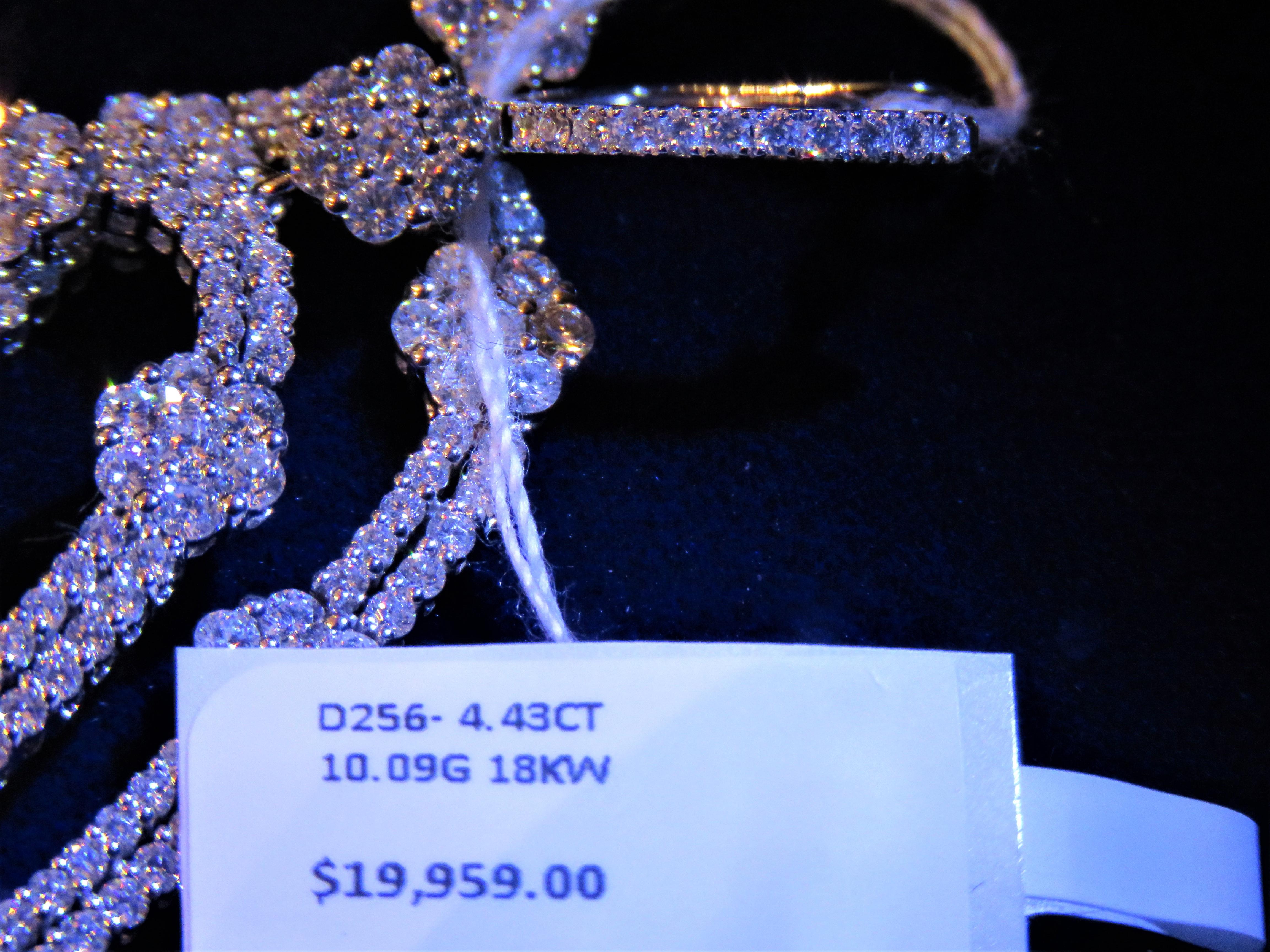 Women's NWT $19, 959 18KT Gold Rare Fancy Glittering Floral Flower Diamond Earrings For Sale