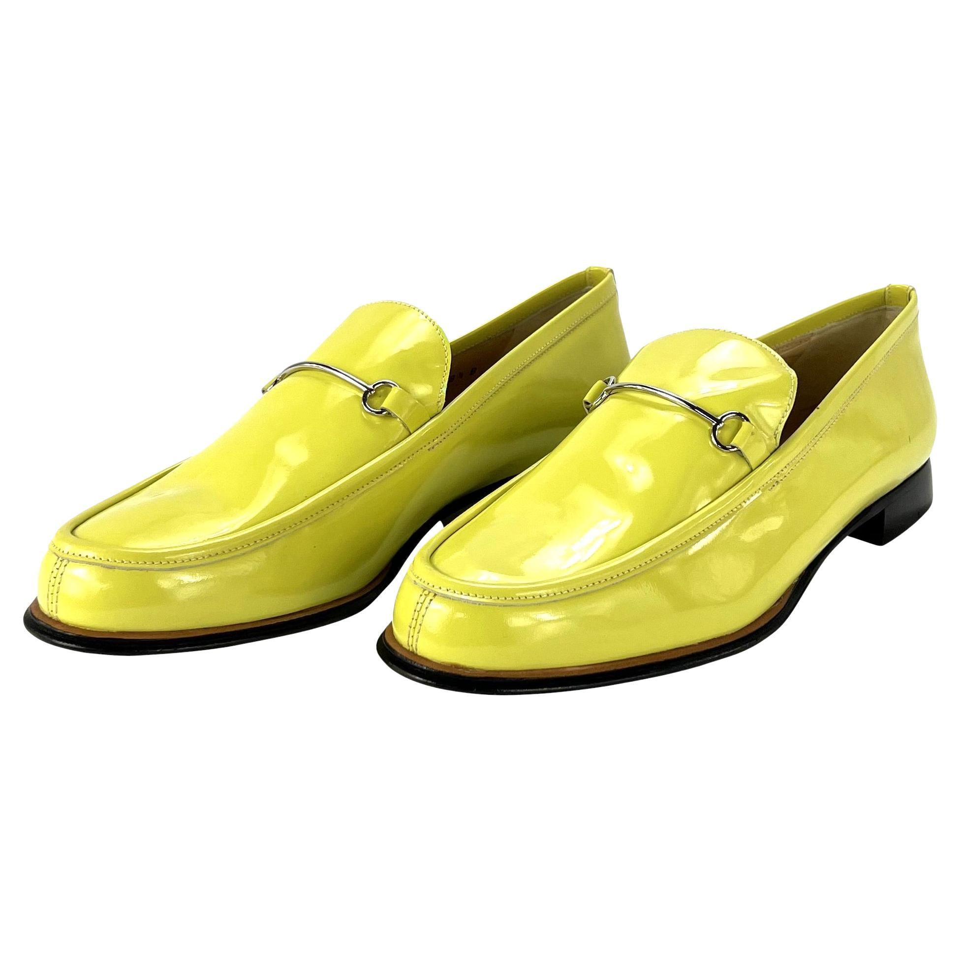 NWT 1997 Gucci by Tom Ford Yellow Patent Leather Horsebit Loafers Size 8.5  B For Sale at 1stDibs