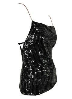 NWT 1999 Gianni Versace Black Sequin Backless Tank Top
