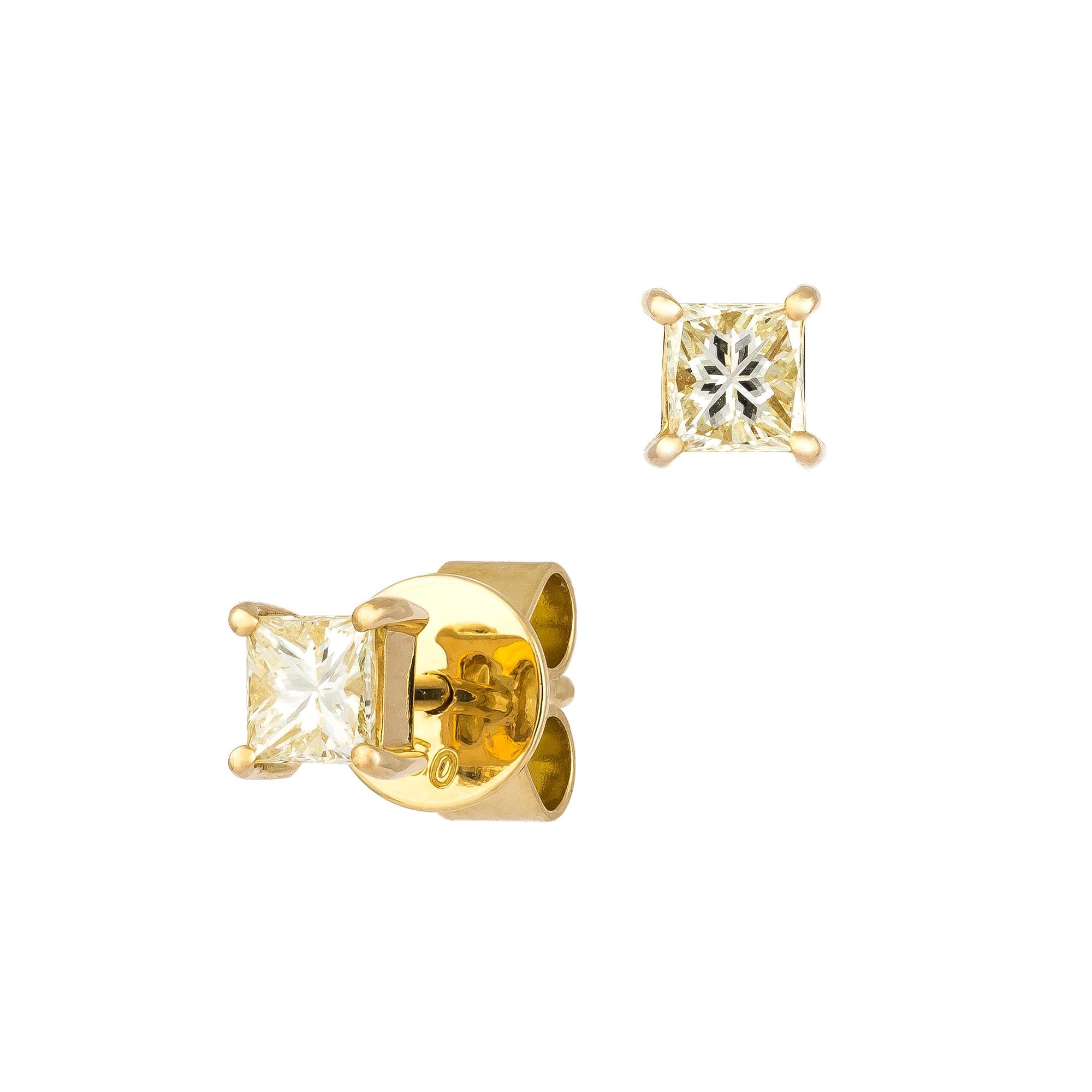The Following Item we are offering is a Rare Important Radiant 18KT Gold Large Rare Gorgeous Fancy Yellow Diamond Stud Earrings. Earrings are comprised of Beautiful Gorgeous Yellow Diamonds!!! T.C.W. Approx .40CT!!! These Gorgeous Earrings are a
