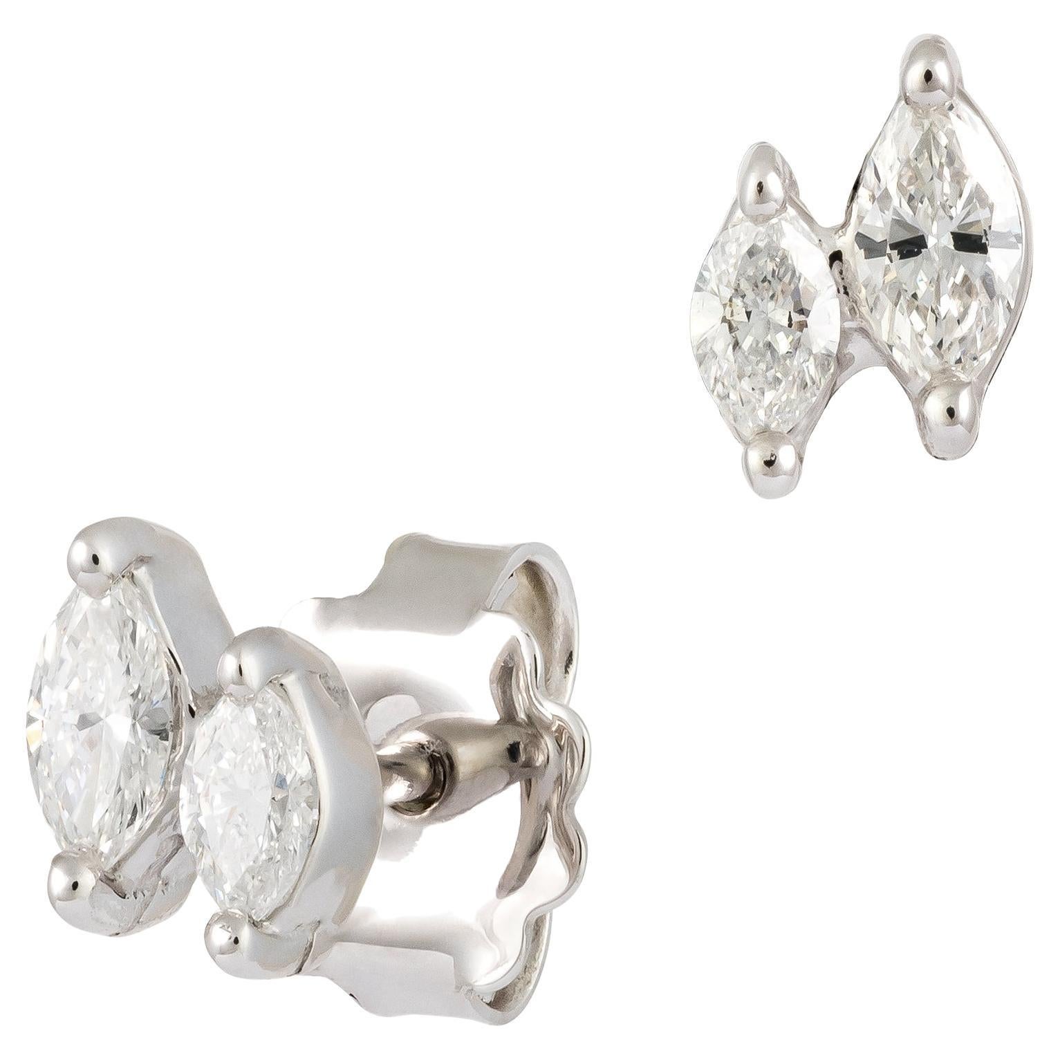 NWT 2, 700 18 Karat Gold Glittering Fancy Double Marquise Diamond Stud Earrings  For Sale