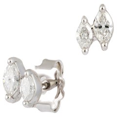 NWT 2, 700 18 Karat Gold Glittering Fancy Double Marquise Diamond Stud Earrings 