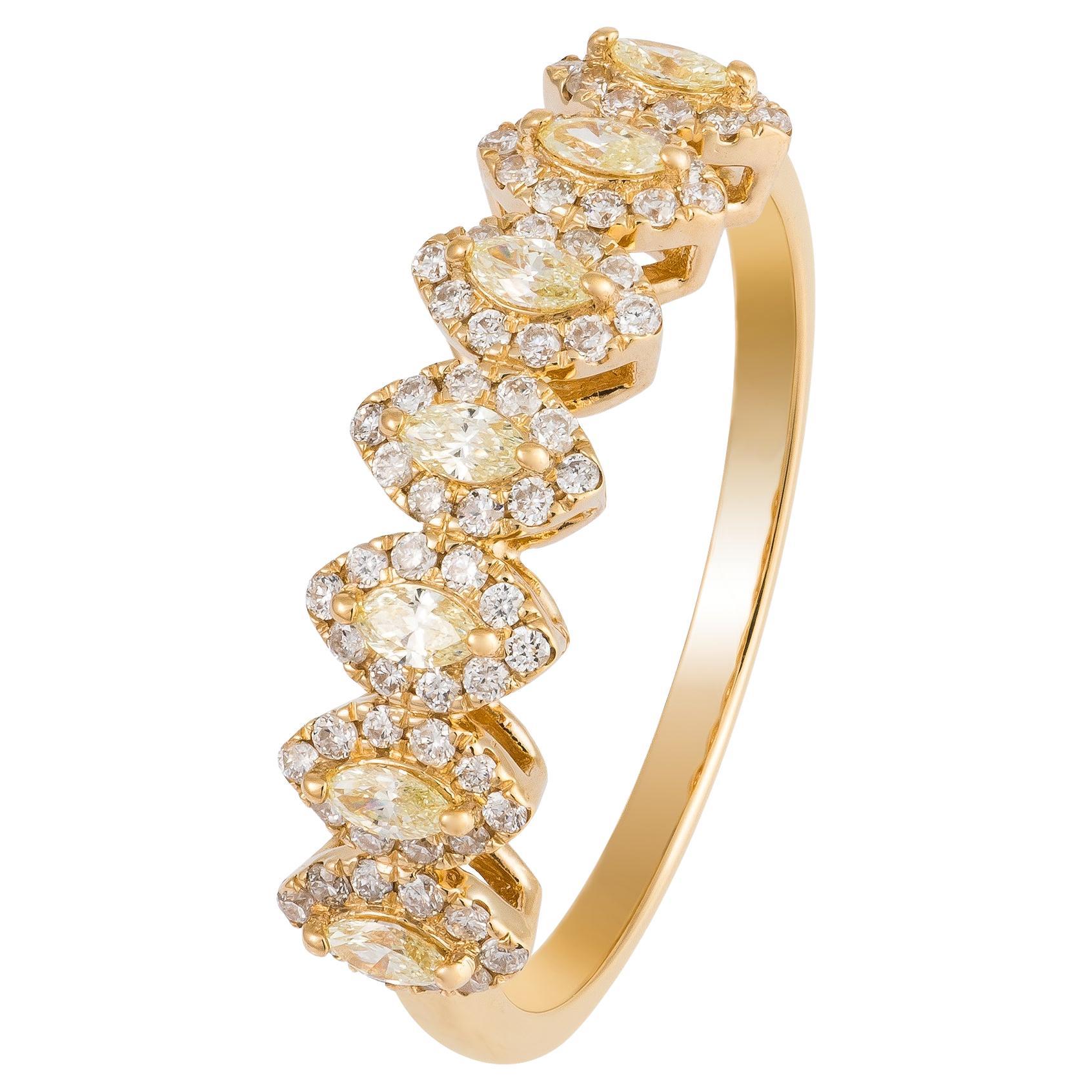NWT $2, 975 Rare 18KT Gold Magnificent Fancy Yellow Diamond Ring Band