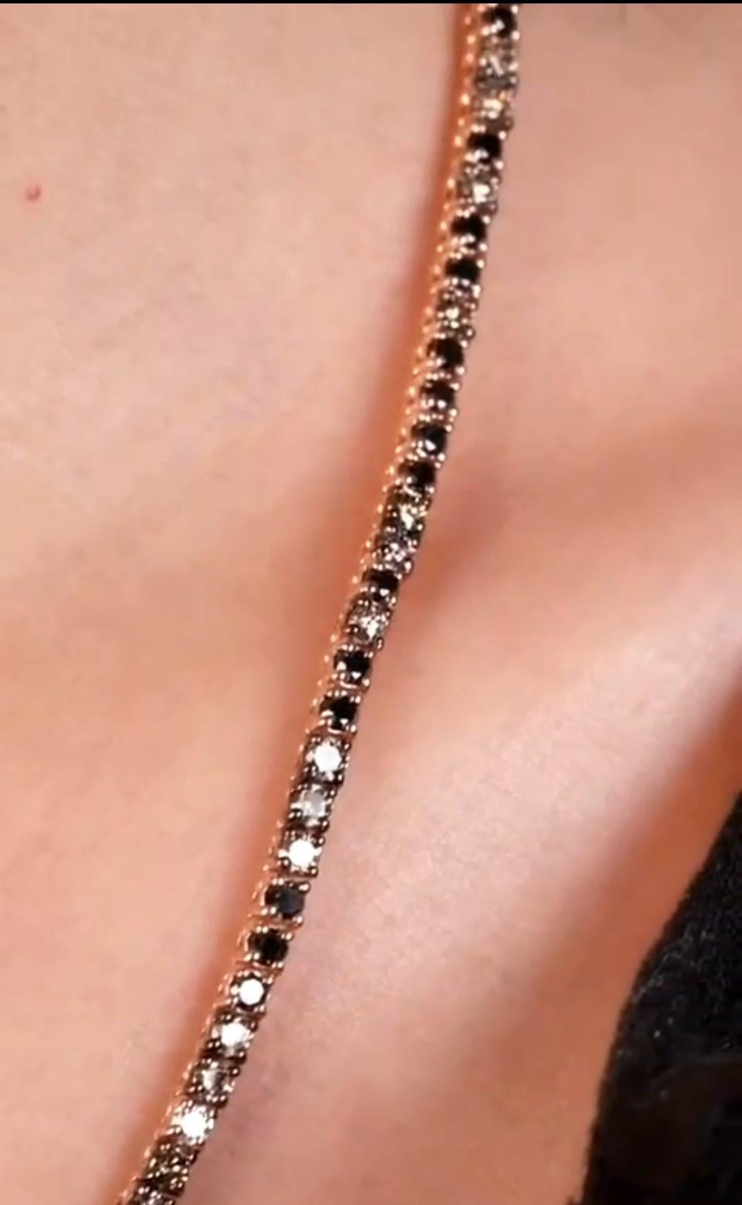 Taglio misto NWT $20, 000 Collana in oro 18KT con diamanti neri 7CT scintillanti e marrone cognac in vendita
