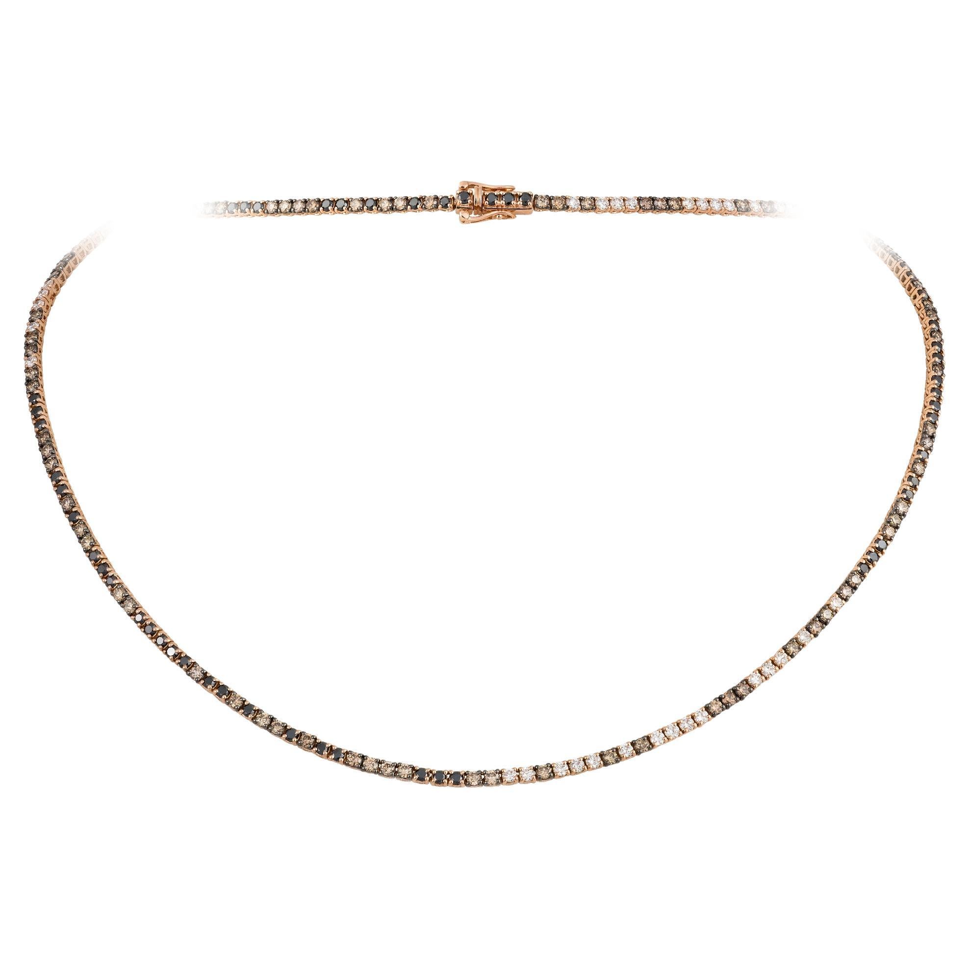 NWT $20, 000 Collana in oro 18KT con diamanti neri 7CT scintillanti e marrone cognac in vendita