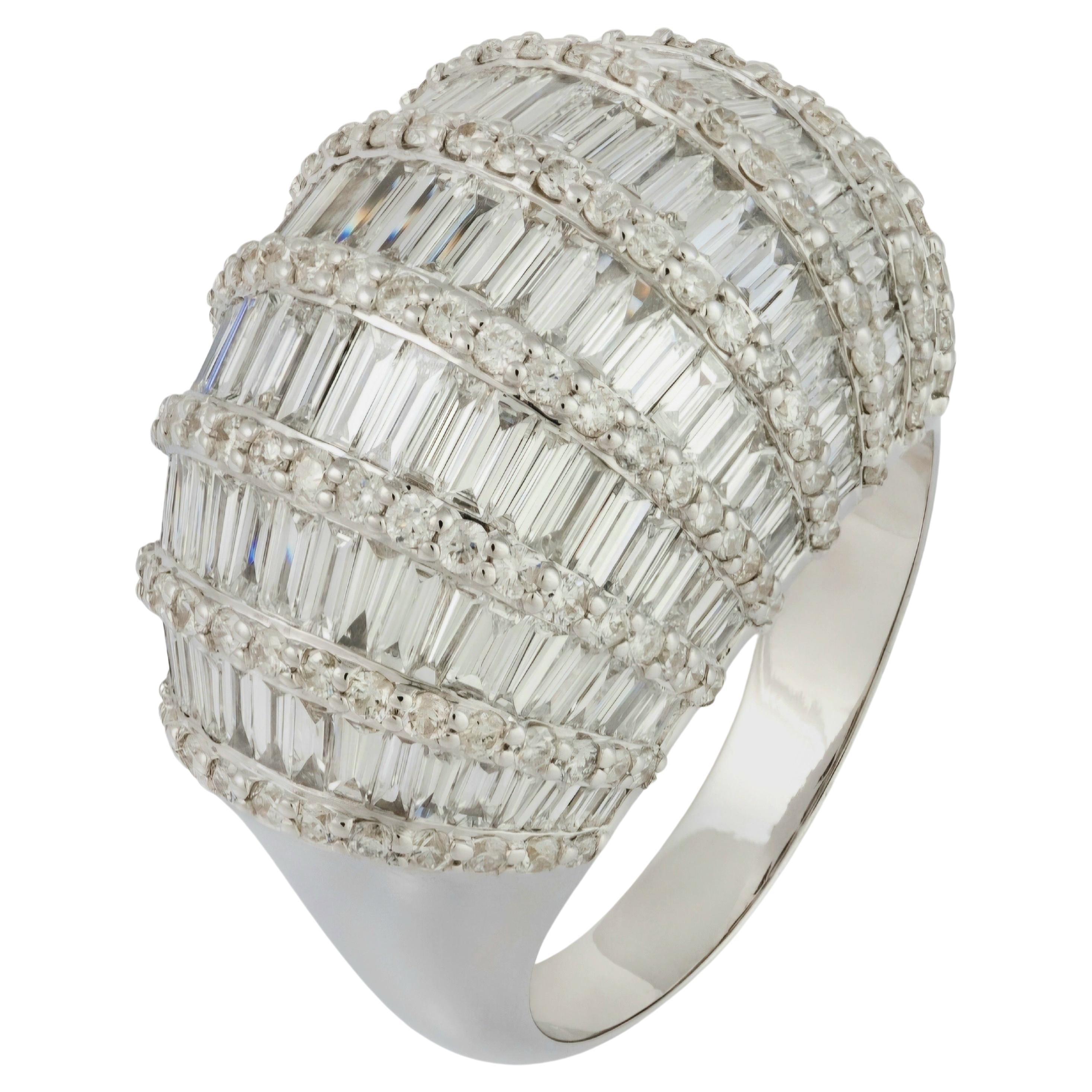 NWT $20, 000 18KT Gold Glittering Gorgeous Fancy Baguette Diamond Bombe Ring