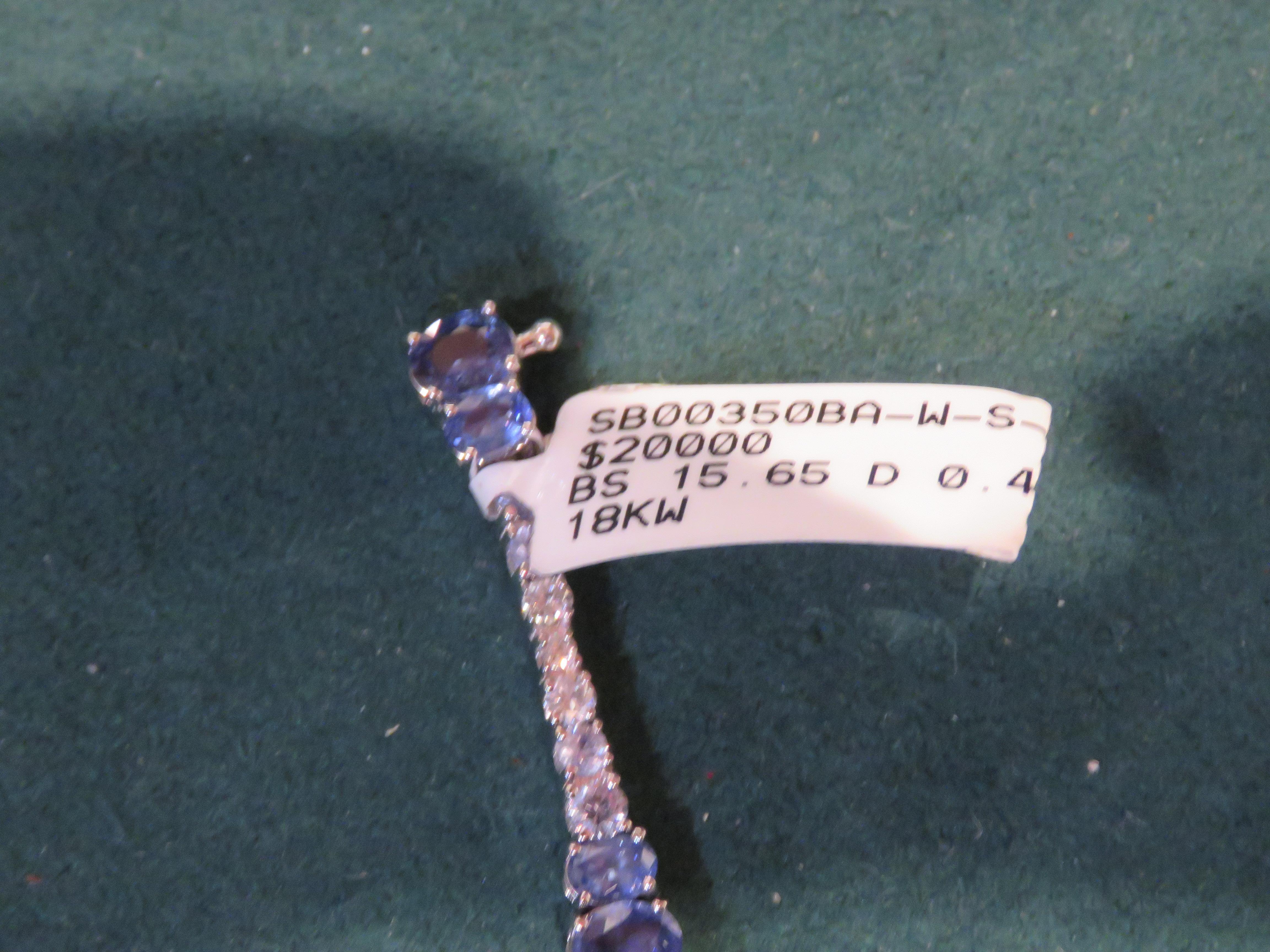 Women's NWT $20, 000 Rare Glittering 18KT Gold Blue Sapphire Diamond Tennis Bracelet For Sale
