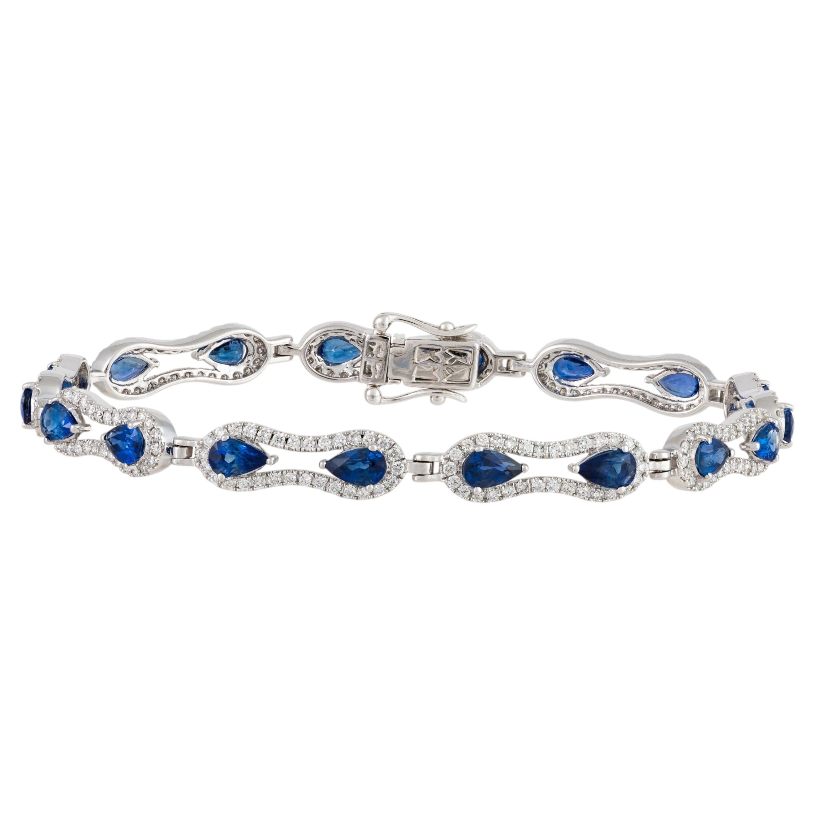 NWT $20, 500 Or 18KT Rare Gorgeous Appx 6.75CT Blue Sapphire Diamond Bracelet en vente