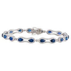 NWT $20, 500 18KT Gold Rare Gorgeous Appx 6.75CT Blue Sapphire Diamond Bracelet