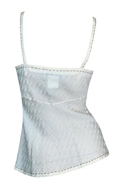 NWT 2000 Christian Dior John Galliano Ivory Silk Logo Monogram Tank Top