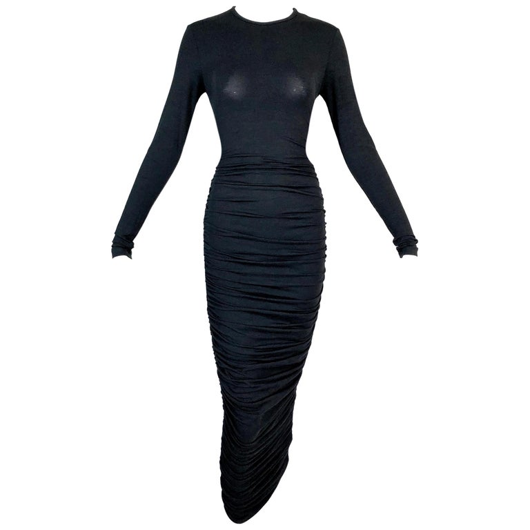 Semi-Sheer Ruched Long-Ribbon Tube Dress