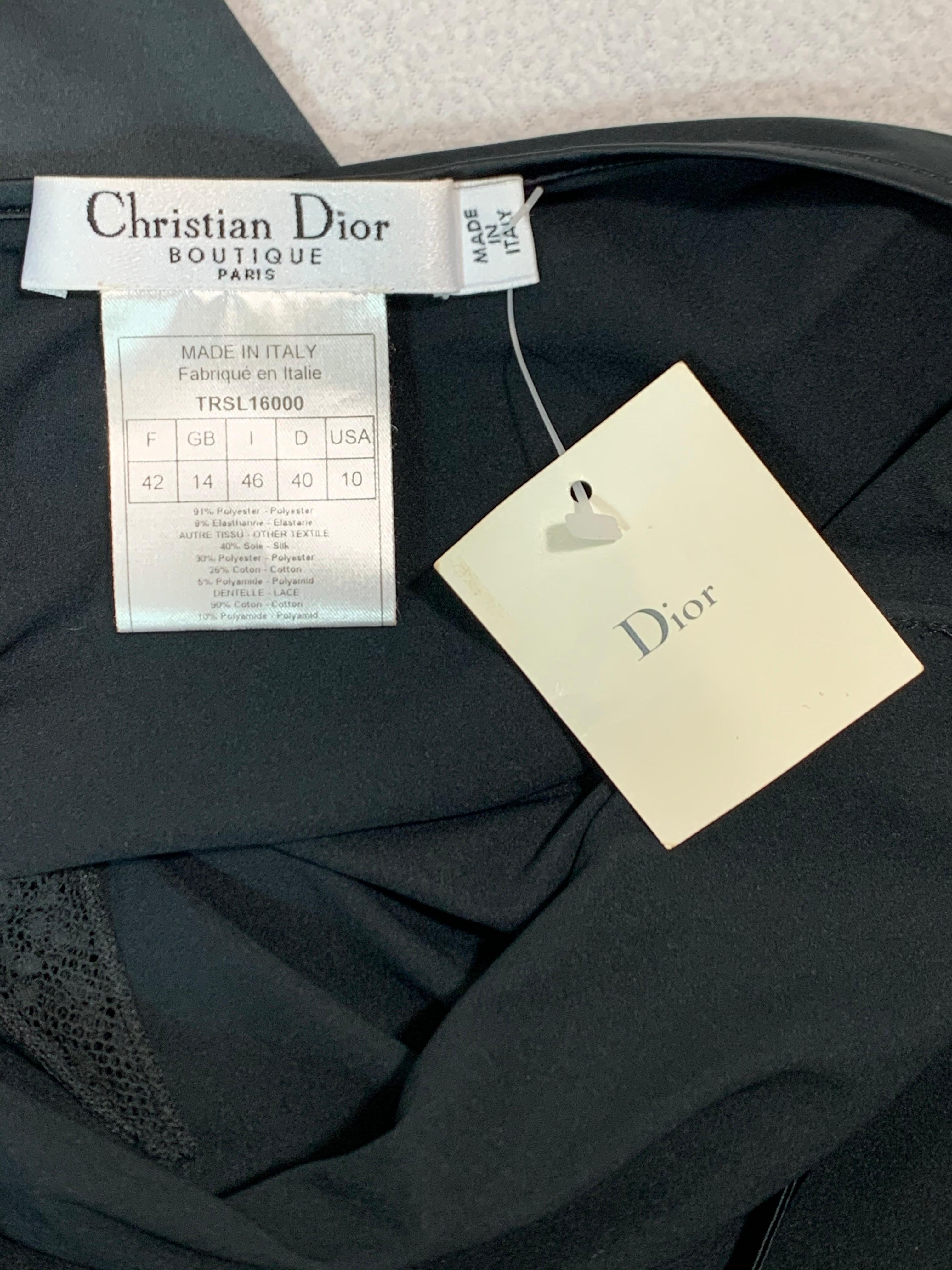 NWT 2000's Christian Dior John Galliano Plunging Sheer Black Slip Mini ...