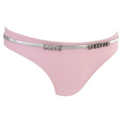 NWT 2000s Dolce & Gabbana Baby Pink Silver Logo Buckle Bikini Swim Set IT1