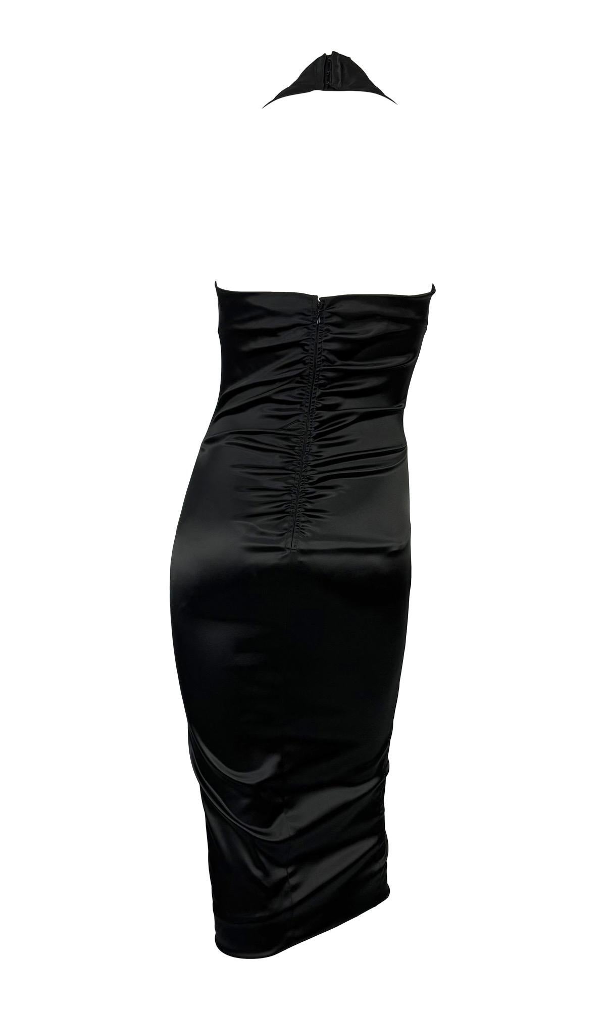 De las mujeres NWT 2000s Dolce & Gabbana Corsé Negro Encaje Bodycon Vestido Halter en venta