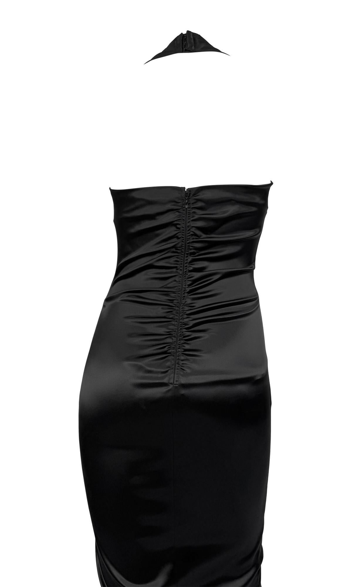 NWT 2000s Dolce & Gabbana Corsé Negro Encaje Bodycon Vestido Halter en venta 1