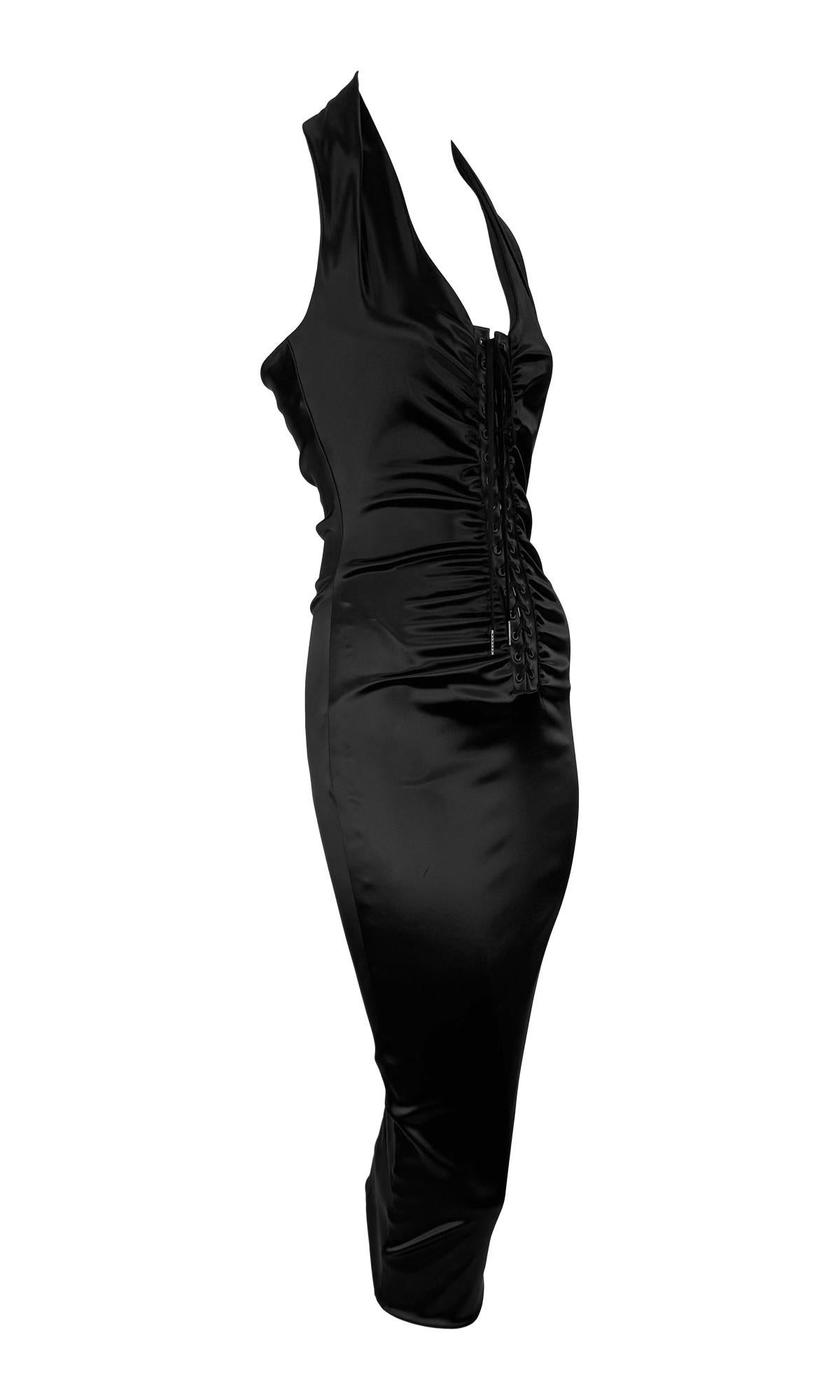 NWT 2000s Dolce & Gabbana Corsé Negro Encaje Bodycon Vestido Halter en venta 3