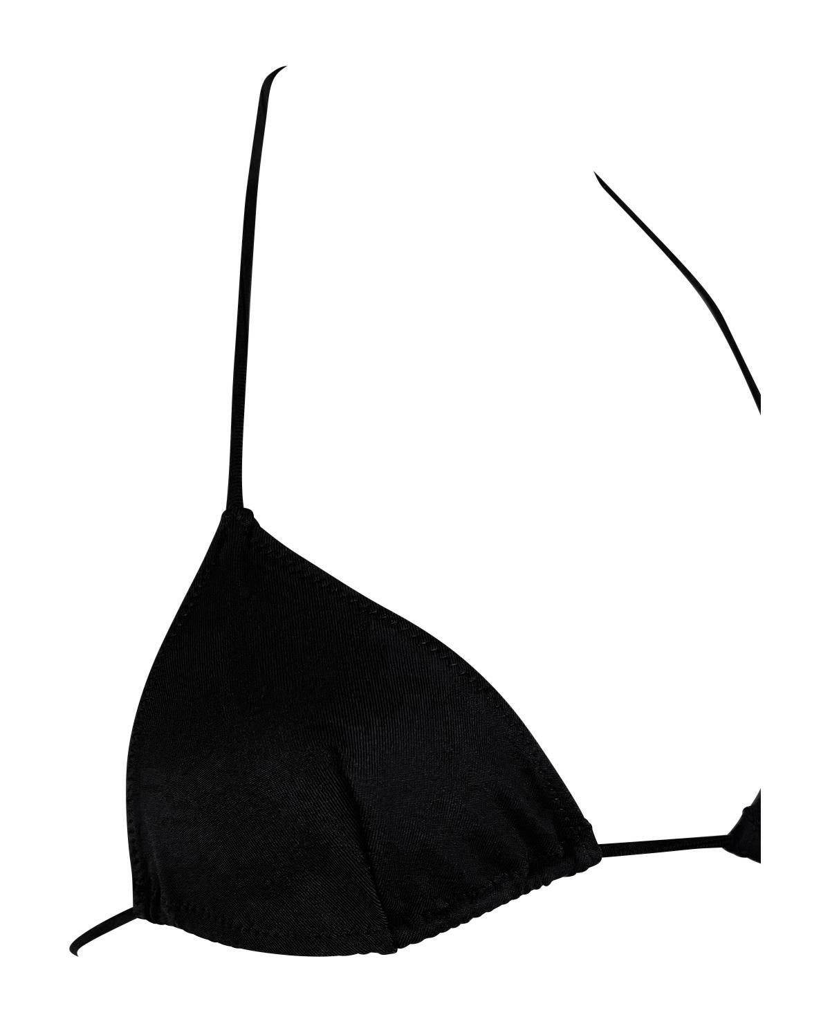 NWT 2000s Dolce & Gabbana Gold Ring Logo Black Stretch Bikini Swim Set In Excellent Condition For Sale In West Hollywood, CA