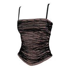NWT 2000s Dolce & Gabbana Mauve Corset Boned Tulle Overlay Hourglass Bustier Top
