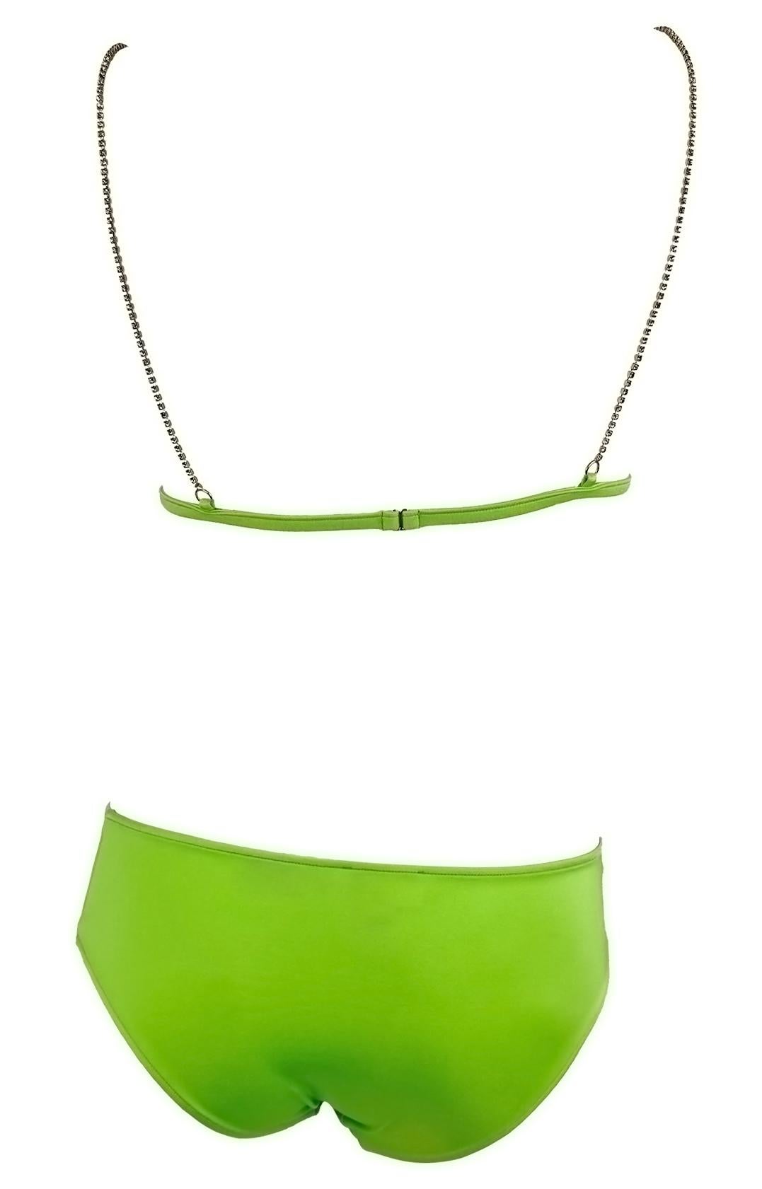 De las mujeres NWT 2000s Dolce & Gabbana Piedras preciosas verde lima Bikini Conjunto de baño en venta