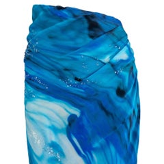NWT, années 2000 : jupe-pantalon style paréo en mousseline bleue dégradée Emanuel Ungaro, taille 36