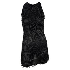 NWT S/S 2002 Gianni Versace by Donatella Sheer Rhinestone Lace Black Mini Dress