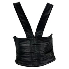 NEU 2000er Givenchy Kummerbund-Oberteil aus schwarzem Leder