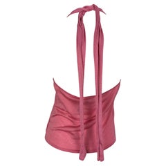 NWT 2000s Gucci by Tom Ford Top de punto rosa con cuello halter y espalda descubierta