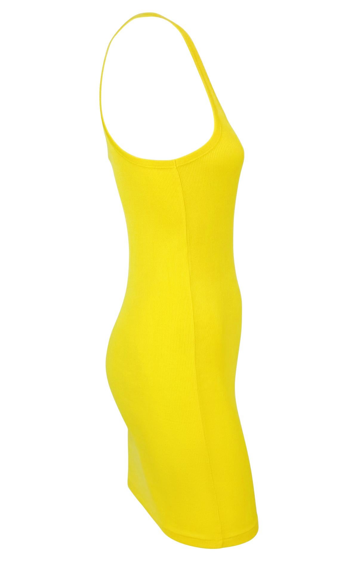NWT 2000s Ralph Lauren Purple Label Bright Yellow Knit Cotton Bodycon Tank Dress 1