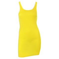 NWT 2000s Ralph Lauren Purple Label Bright Yellow Knit Cotton Bodycon Tank Dress