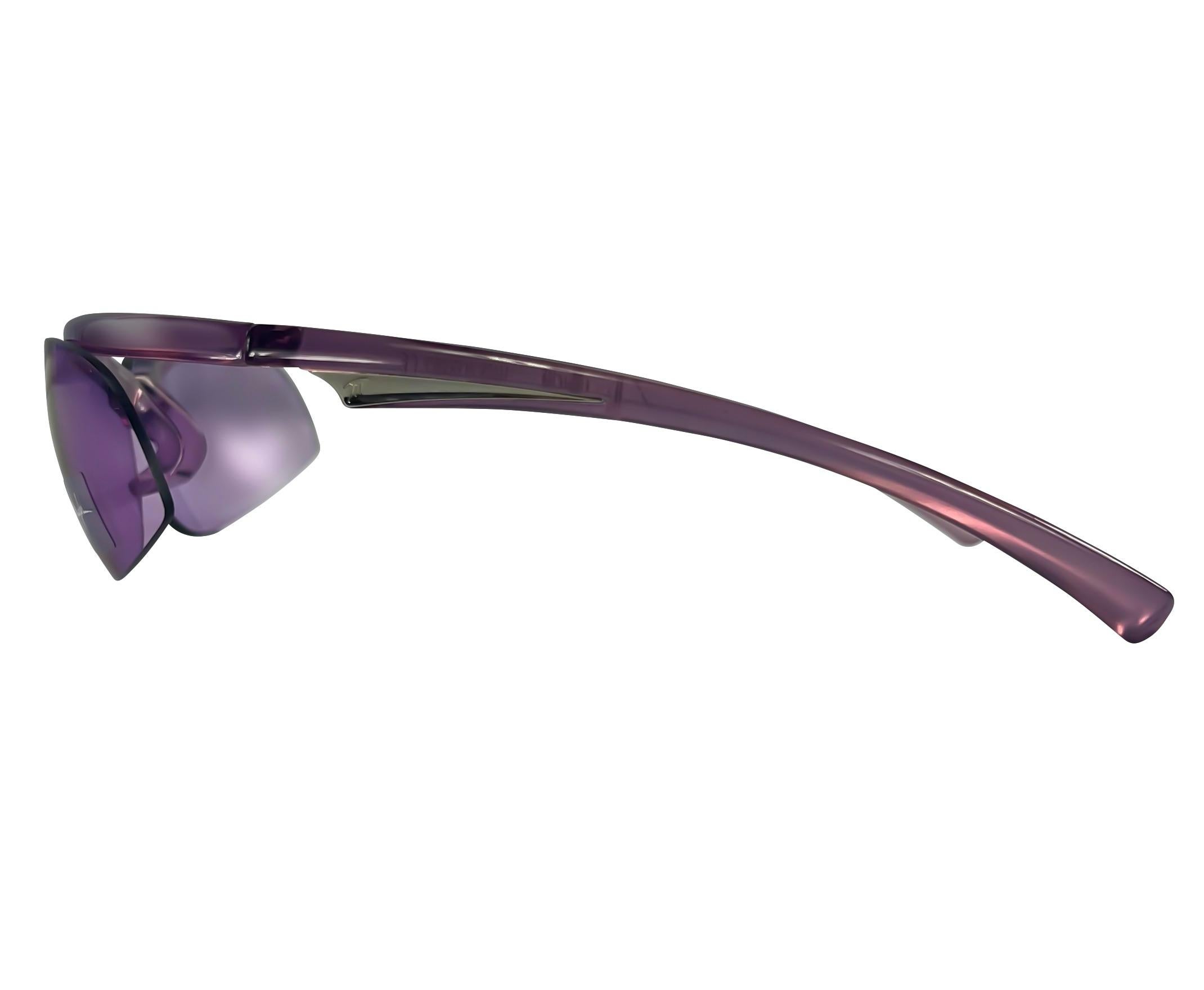 NWT 2000s Thierry Mugler Transparent Purple Metallic Sport Sunglasses en vente 1