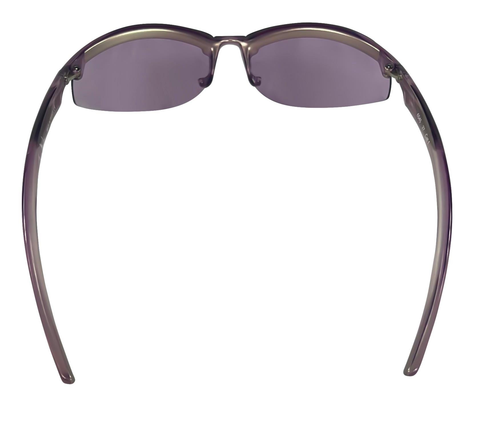 NWT 2000s Thierry Mugler Transparent Purple Metallic Sport Sunglasses For Sale 2