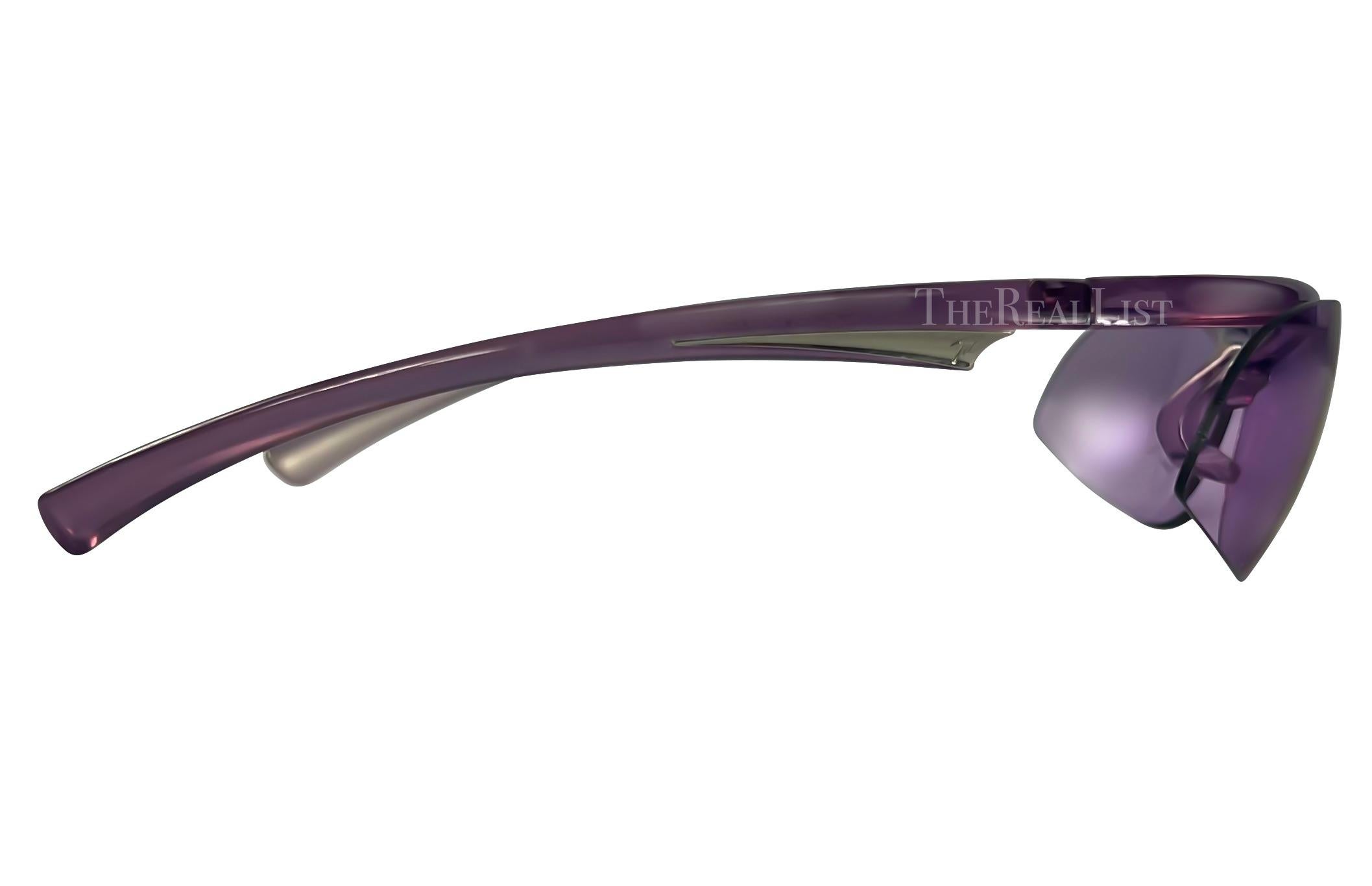 NWT 2000s Thierry Mugler Transparent Purple Metallic Sport Sunglasses en vente 3