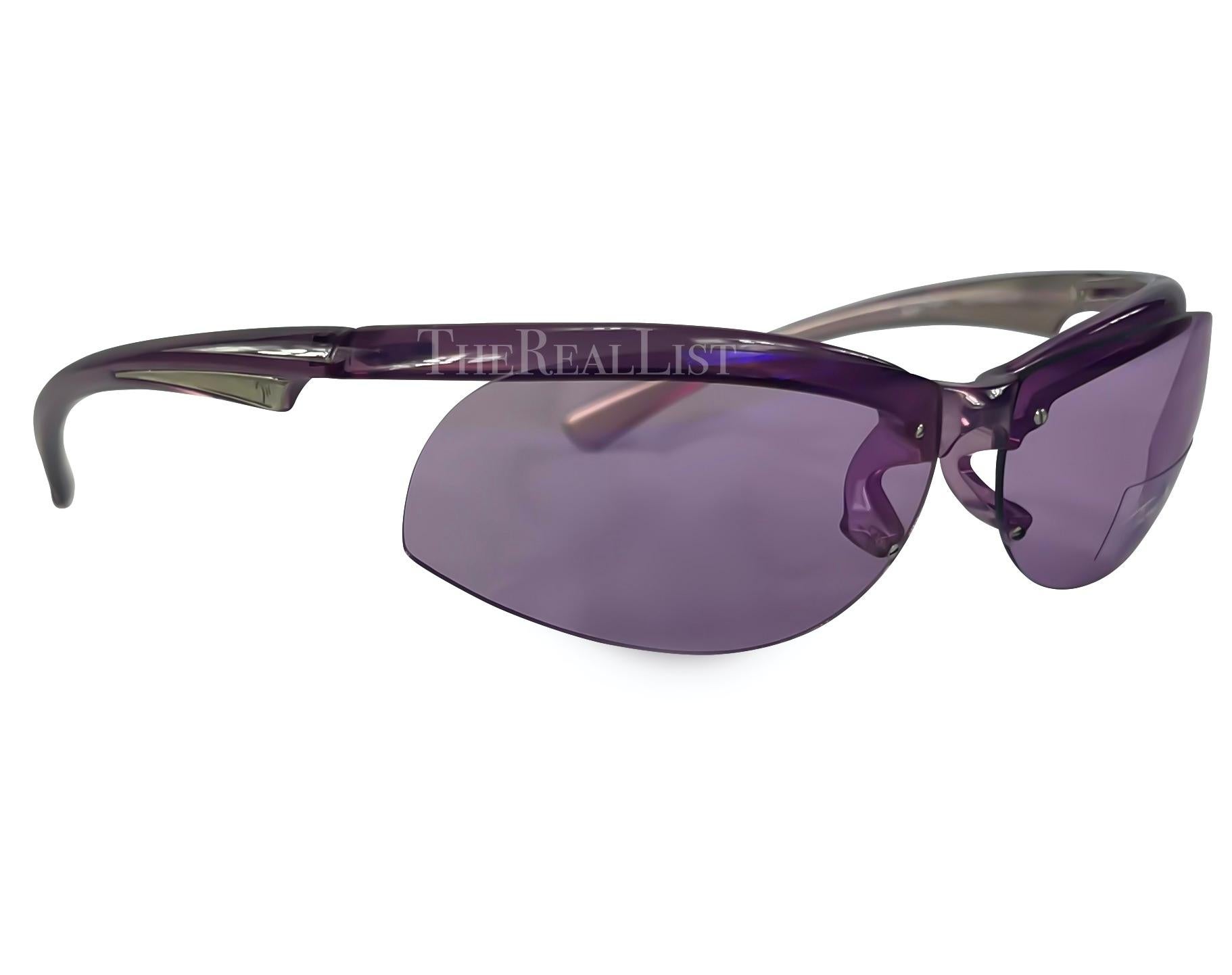 NWT 2000s Thierry Mugler Transparent Purple Metallic Sport Sunglasses For Sale 4