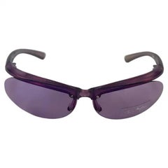 NEU 2000er Thierry Mugler Transparente lila Metallic Sport-Sonnenbrille in Violett, neu mit Etikett