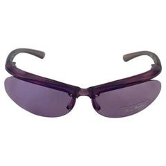 NWT 2000s Thierry Mugler Transparent Purple Metallic Sport Sunglasses