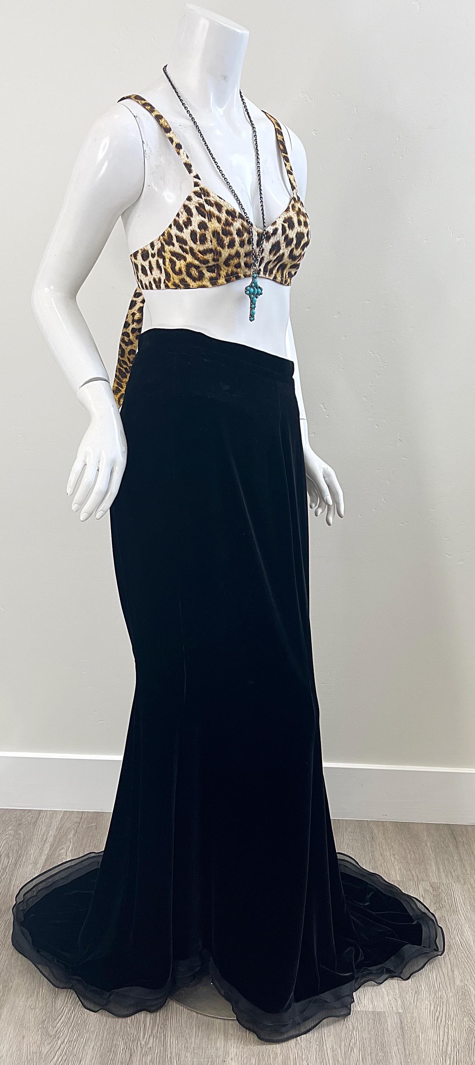 NWT 2000s Zang Toi Size 4 / 6 Black Silk Velvet Chiffon Maxi Skirt w/ Train  For Sale 6