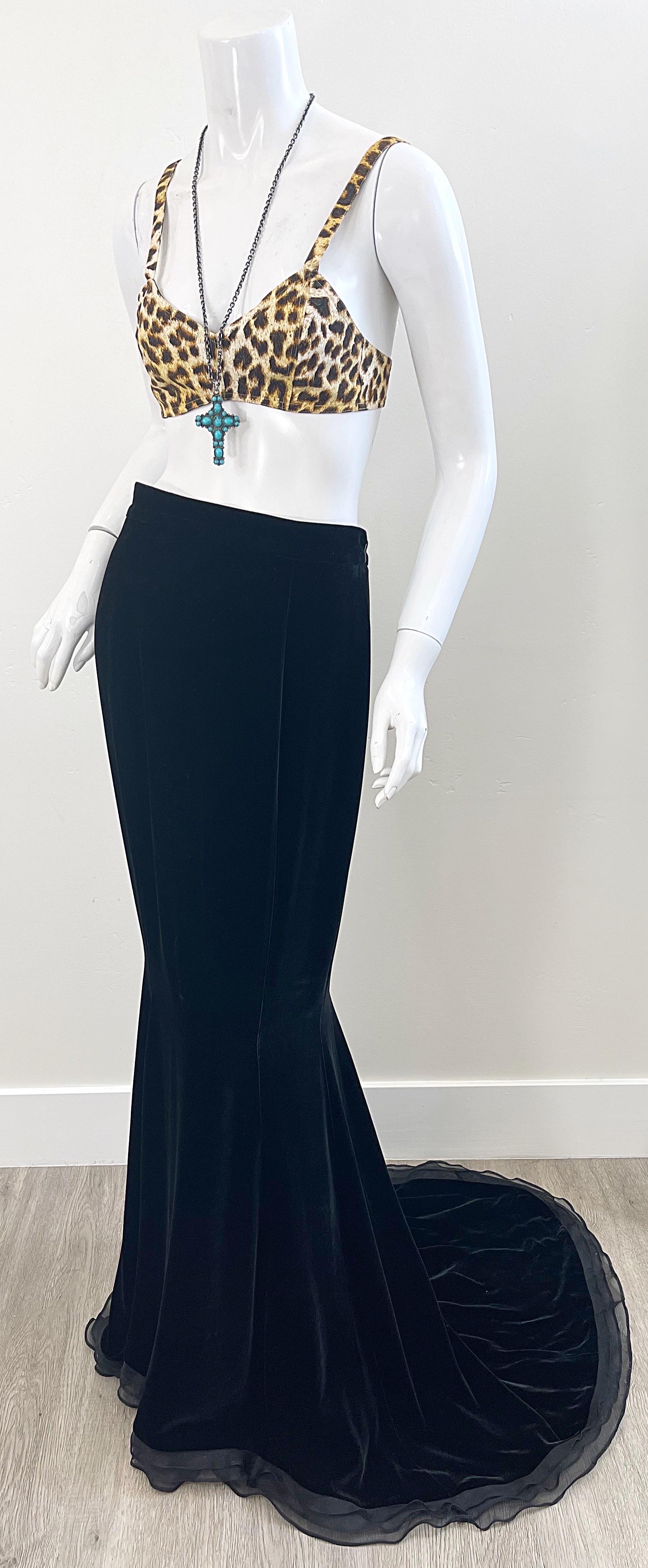 NWT 2000s Zang Toi Size 4 / 6 Black Silk Velvet Chiffon Maxi Skirt w/ Train  For Sale 10