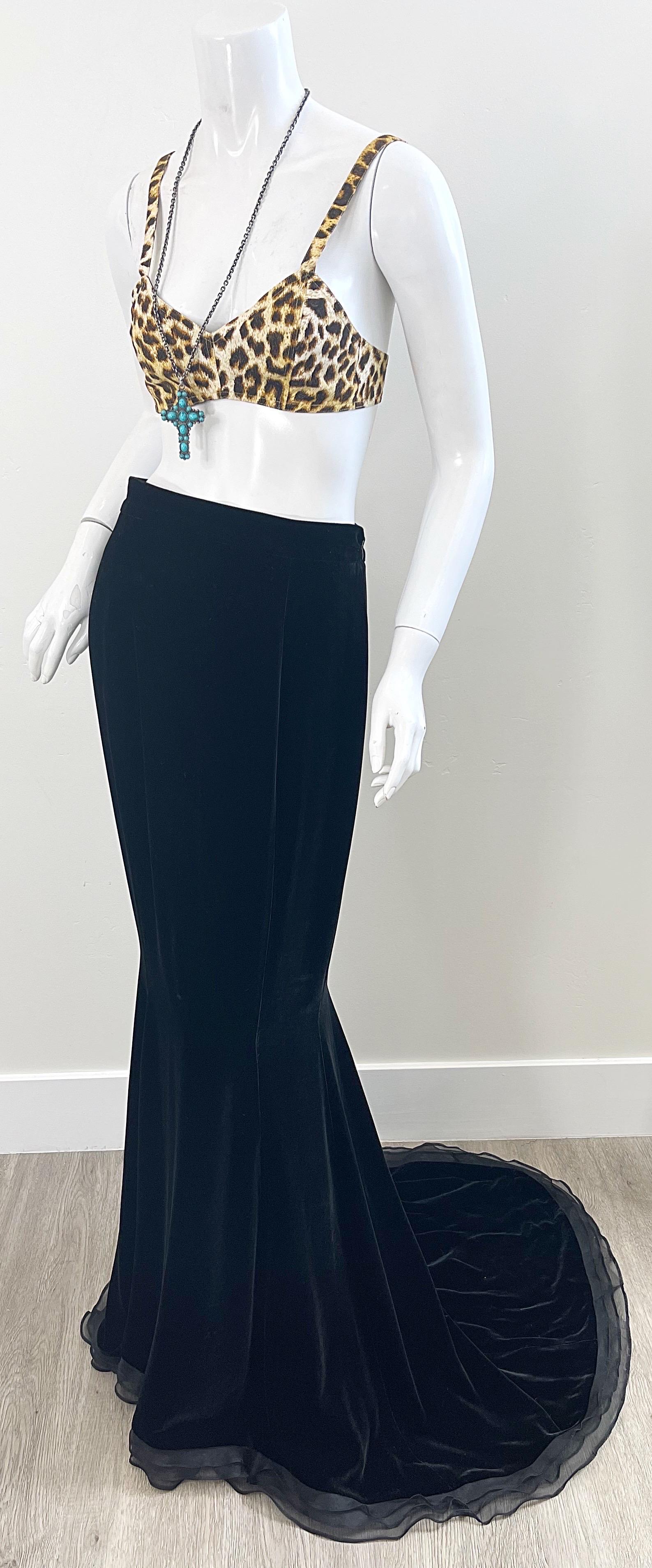 NWT 2000s Zang Toi Size 4 / 6 Black Silk Velvet Chiffon Maxi Skirt w/ Train  In New Condition For Sale In San Diego, CA