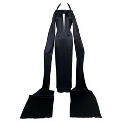 NWT 2001 Yves Saint Laurent Tom Ford Schwarzes Kleid aus Satin mit tiefem Ausschnitt