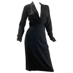NWT 2006 Vintage Gucci Embellished Black Silk Dress Italian Size 40