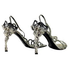 NWT 2010 Alexander McQueen Angels & Demons Sculptural Silver Heels