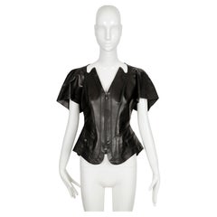 NWT 2010 ALEXANDER MCQUEEN black leather seamed 'PLATO'S ATLANTIS' runway jacket