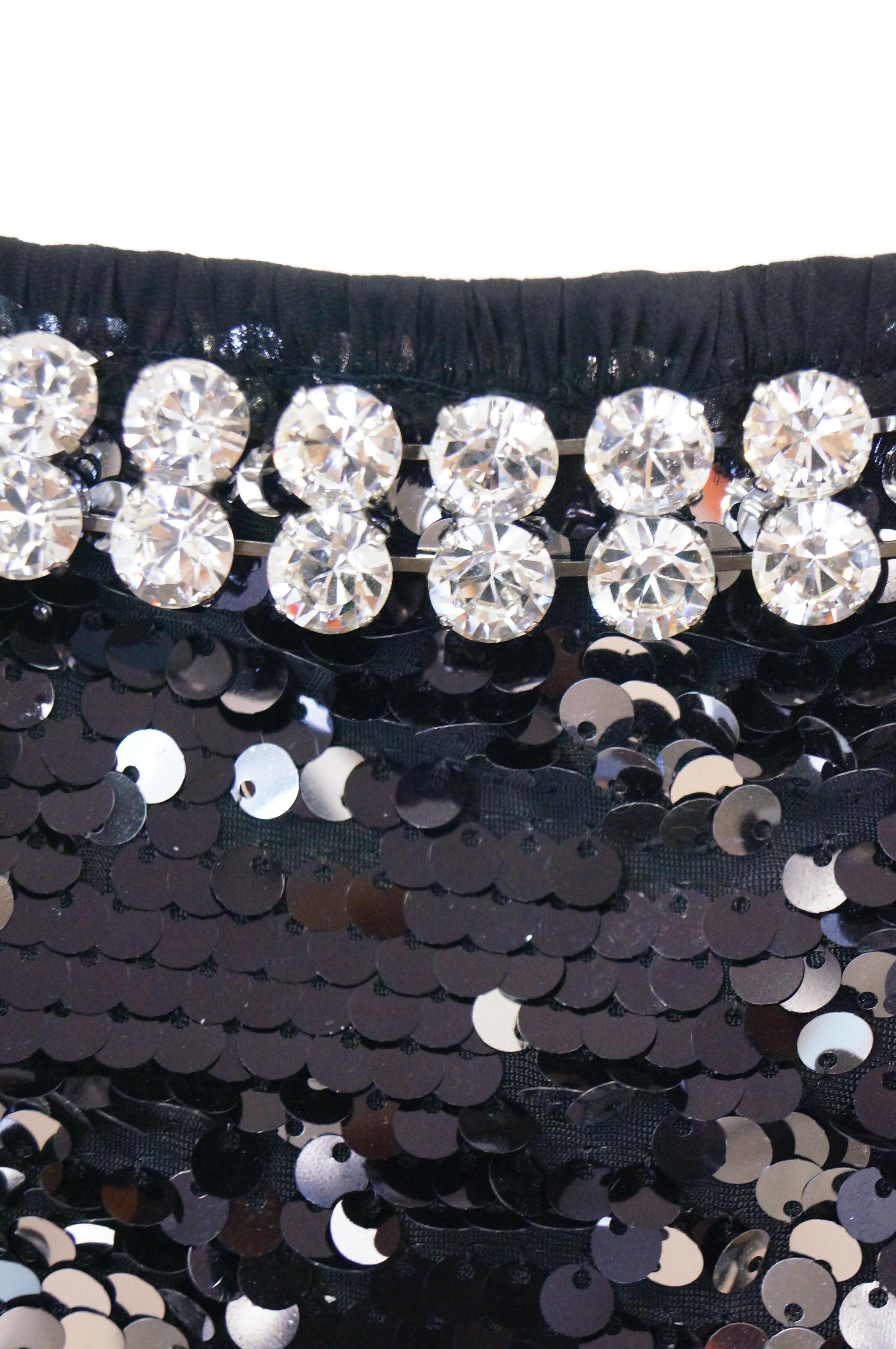 NWT 2010 Dolce & Gabbana Silver/Black Swarovski Crystal Sequin Top For Sale 1