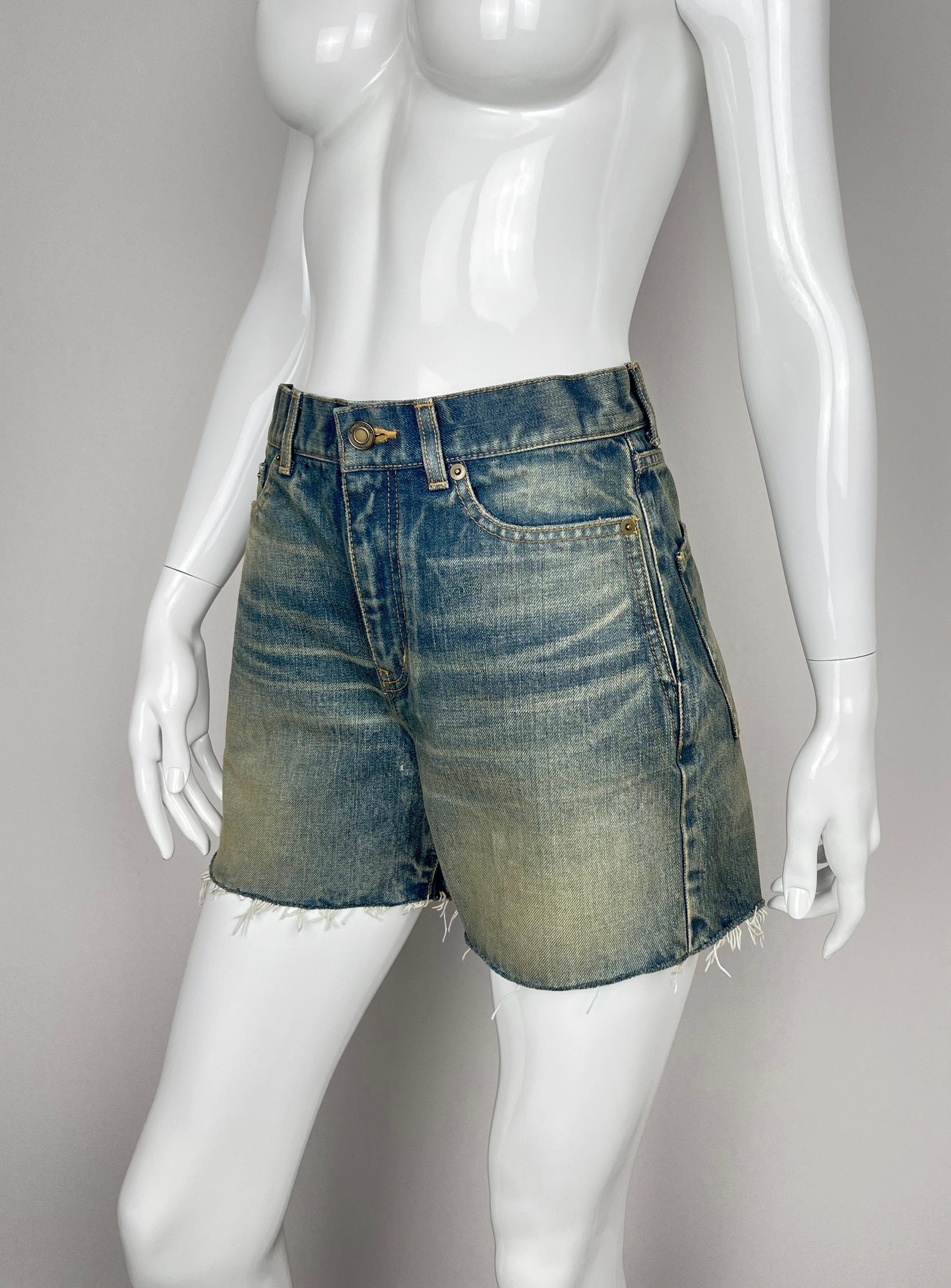 NWT 2019 Saint Laurent Paris pantaloncini in denim Nuovi con etichetta in vendita 13