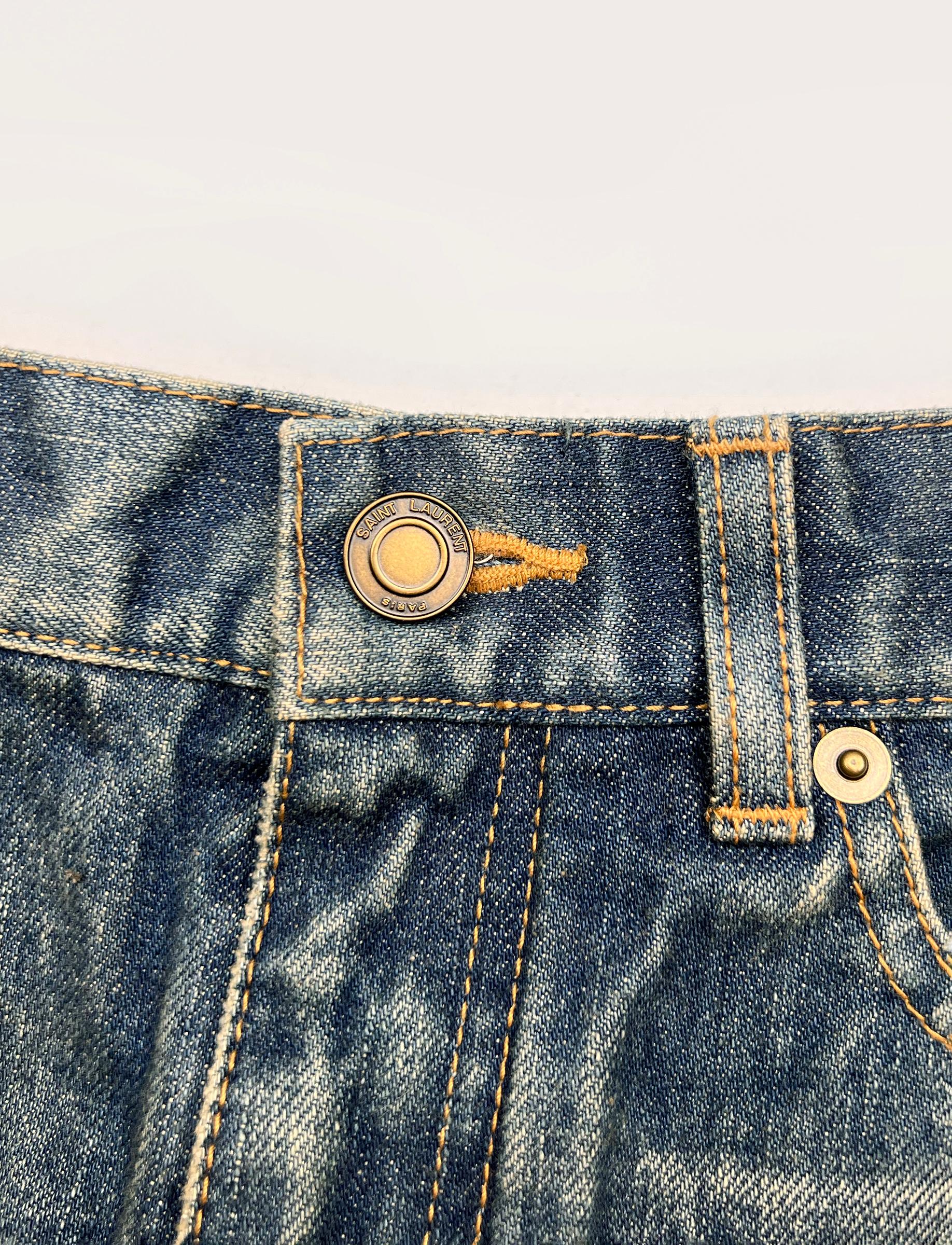 Donna NWT 2019 Saint Laurent Paris pantaloncini in denim Nuovi con etichetta in vendita